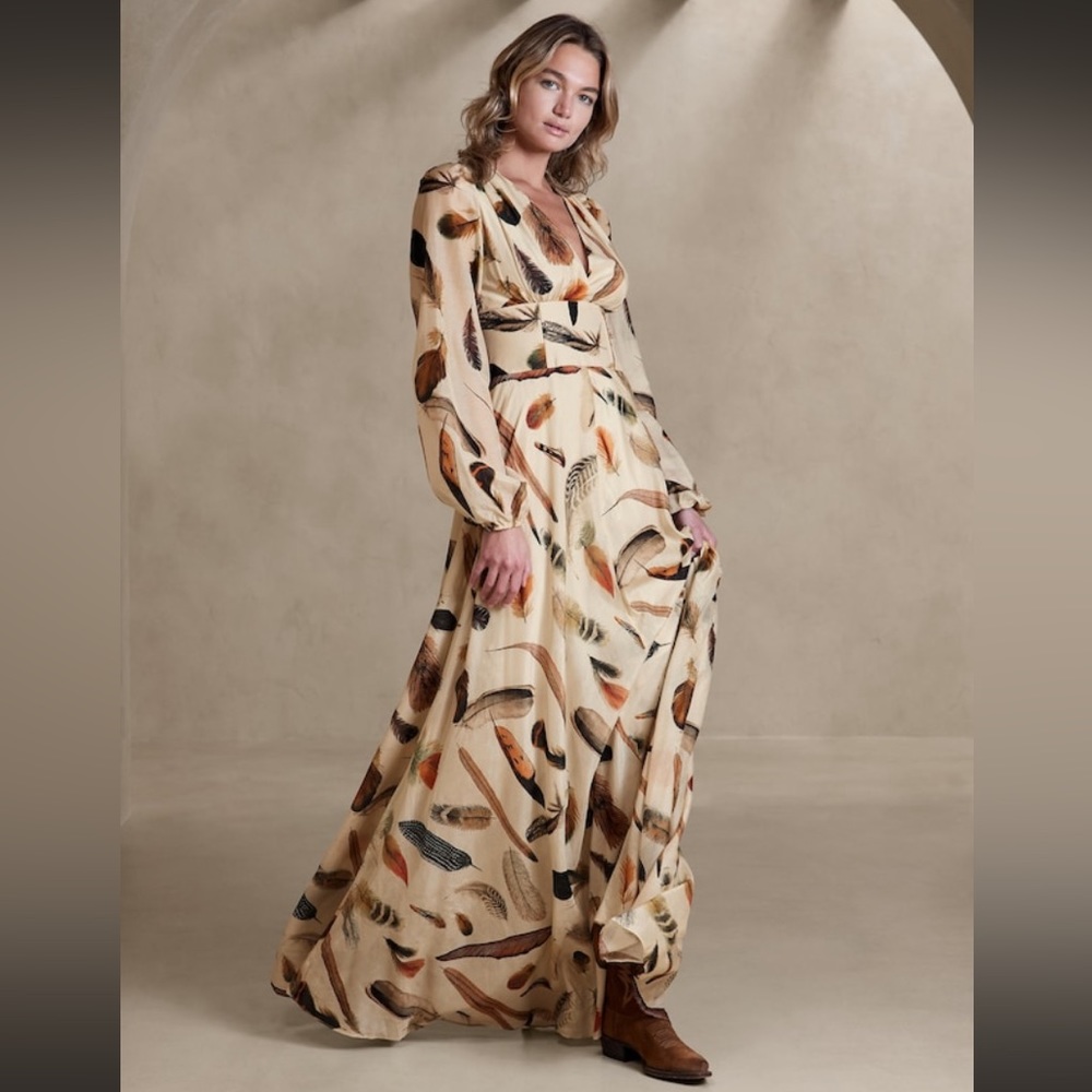 NWT Banana Republic Marta Cotton-Silk Maxi Dress Size 12